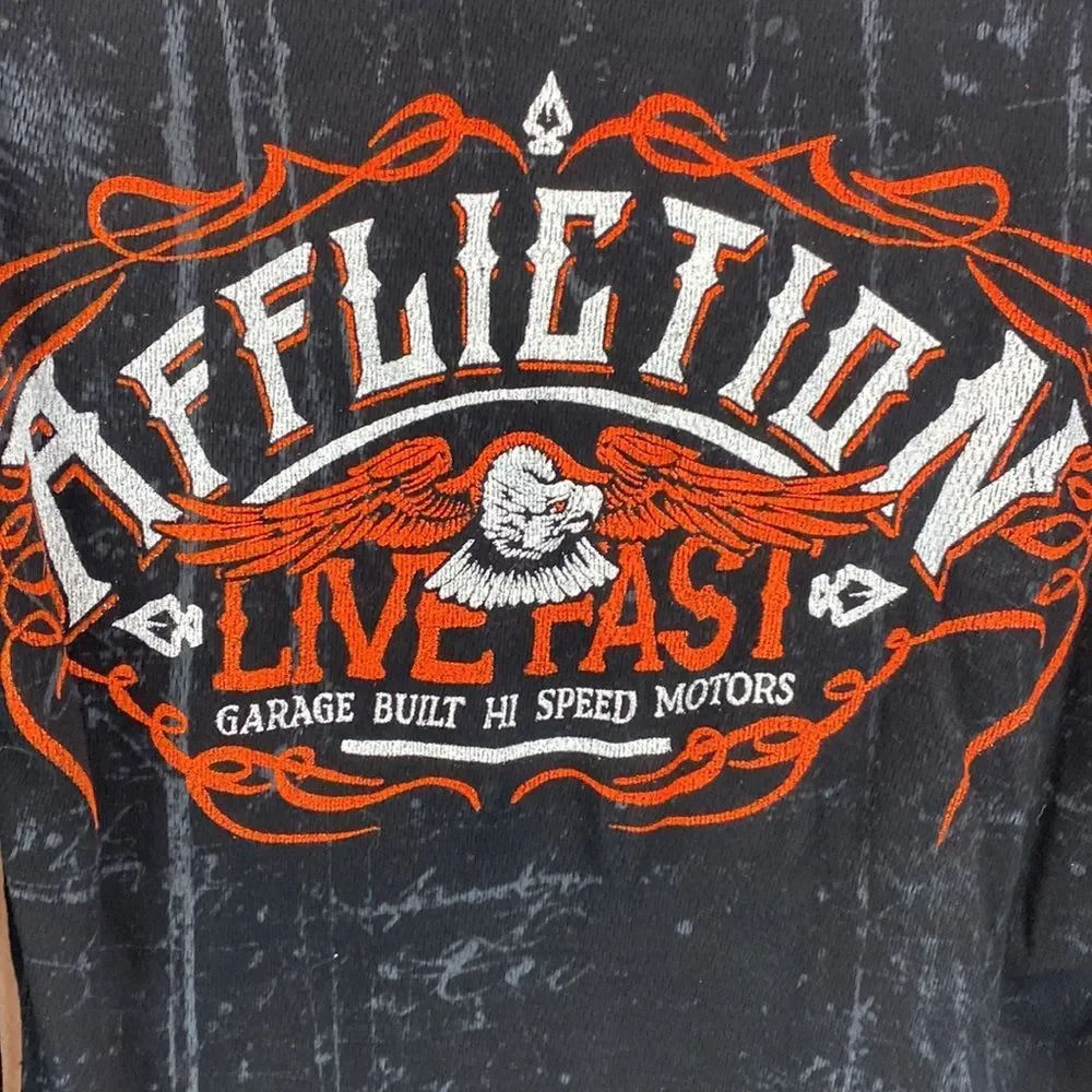 Affliction garage made motors long sleeve thermal shirt medium - Picture 8 of 9
